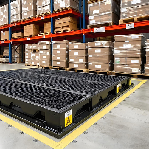 Docking system on a warehouse floor, built for seamless loading and unloading operations. Docking system manufacturer in India specializing in industrial solutions.