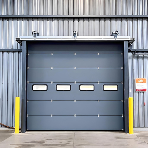 The image shows the steel hangar door