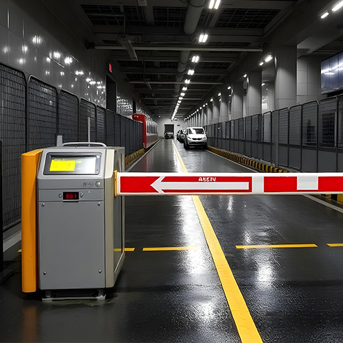The images shows the boom barrier manufactured by Amvel Automation