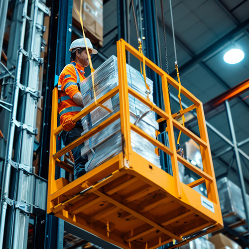 Man Standing in the lift warehouse
